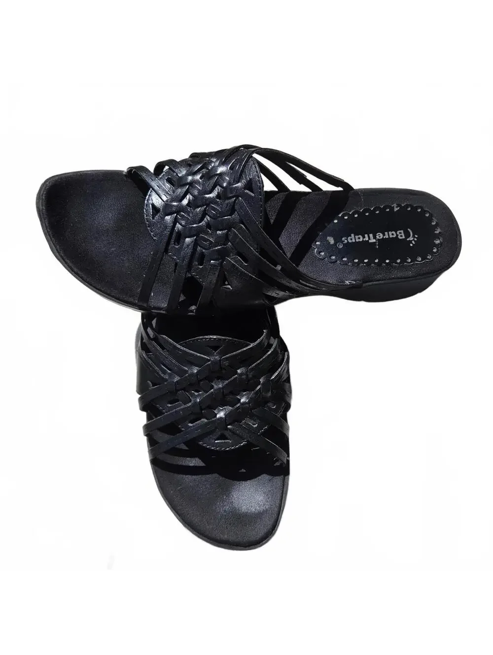 Bare Traps Black Woven Strap Slip-On Sandals sz 8.5